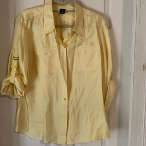 Butter cup yellow 100% silk button down